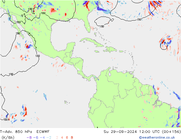 T-Adv. 850 hPa ECMWF zo 29.09.2024 12 UTC