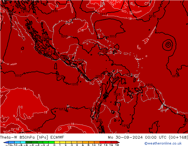 Theta-W 850hPa ECMWF Mo 30.09.2024 00 UTC