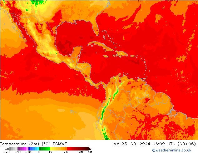 Temperatura (2m) ECMWF Seg 23.09.2024 06 UTC