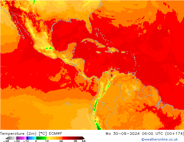 Temperatuurkaart (2m) ECMWF ma 30.09.2024 06 UTC