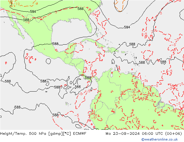 Height/Temp. 500 гПа ECMWF пн 23.09.2024 06 UTC