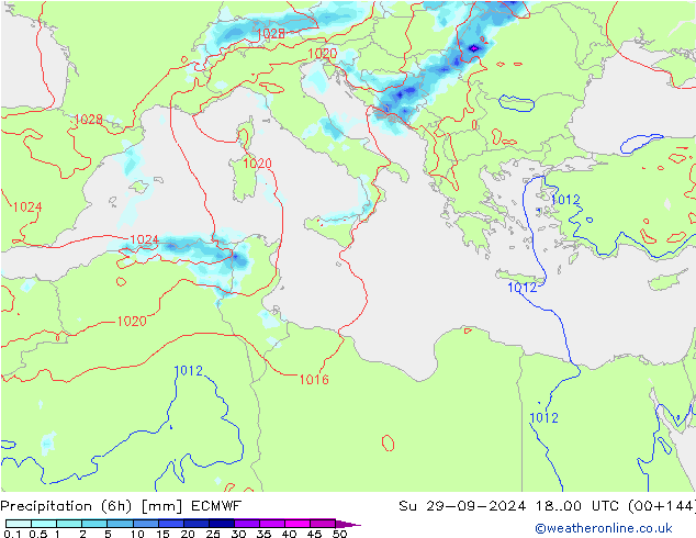 Z500/Rain (+SLP)/Z850 ECMWF dom 29.09.2024 00 UTC