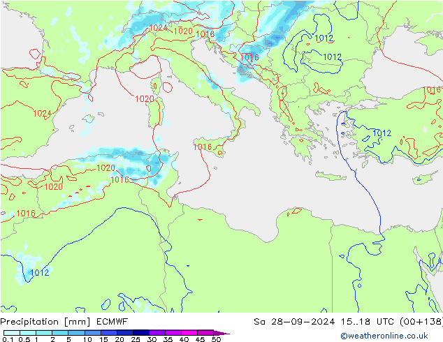 Niederschlag ECMWF Sa 28.09.2024 18 UTC