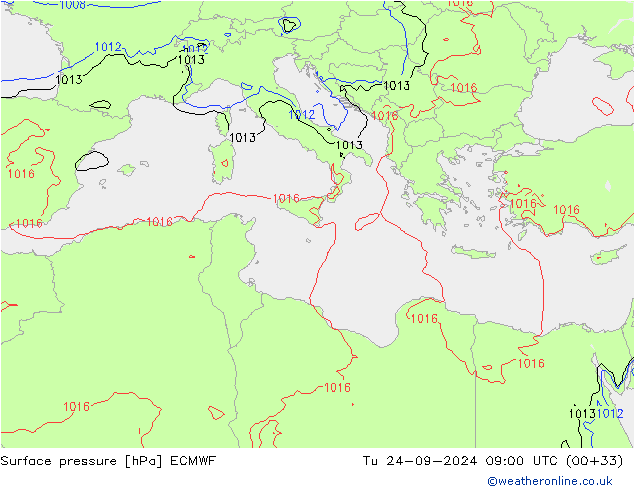 Bodendruck ECMWF Di 24.09.2024 09 UTC