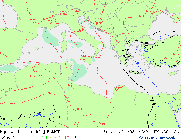 High wind areas ECMWF dom 29.09.2024 06 UTC