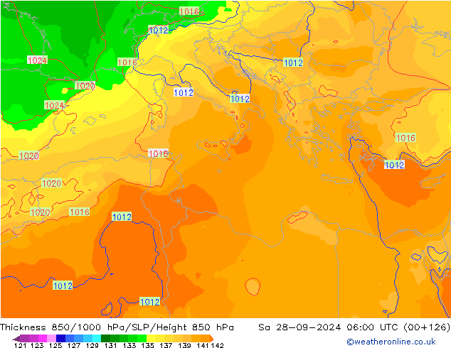 Thck 850-1000 hPa ECMWF Sáb 28.09.2024 06 UTC