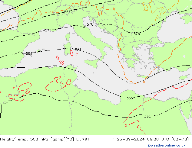 Z500/Rain (+SLP)/Z850 ECMWF czw. 26.09.2024 06 UTC