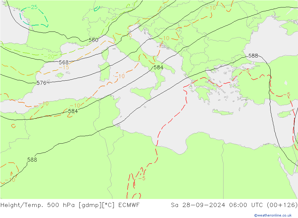 Z500/Rain (+SLP)/Z850 ECMWF Sáb 28.09.2024 06 UTC