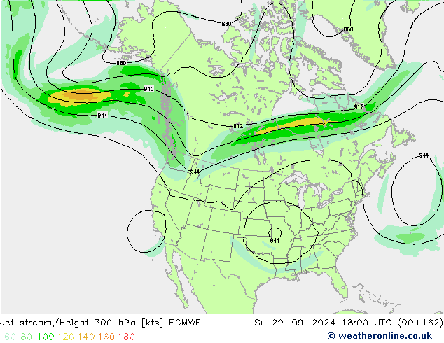 Jet stream ECMWF Dom 29.09.2024 18 UTC