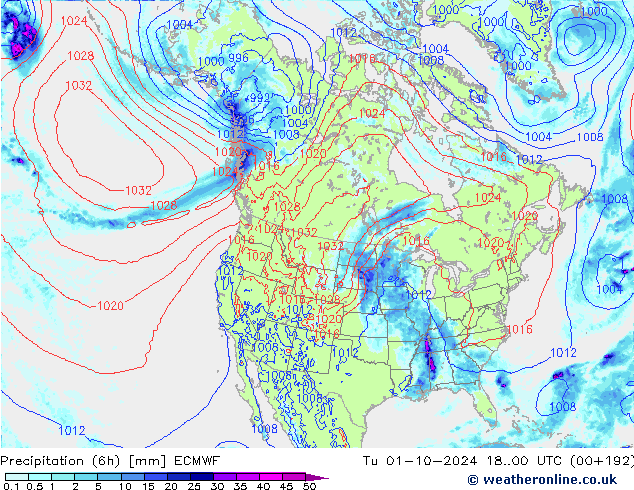 Z500/Rain (+SLP)/Z850 ECMWF mar 01.10.2024 00 UTC