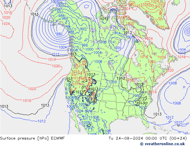 ciśnienie ECMWF wto. 24.09.2024 00 UTC