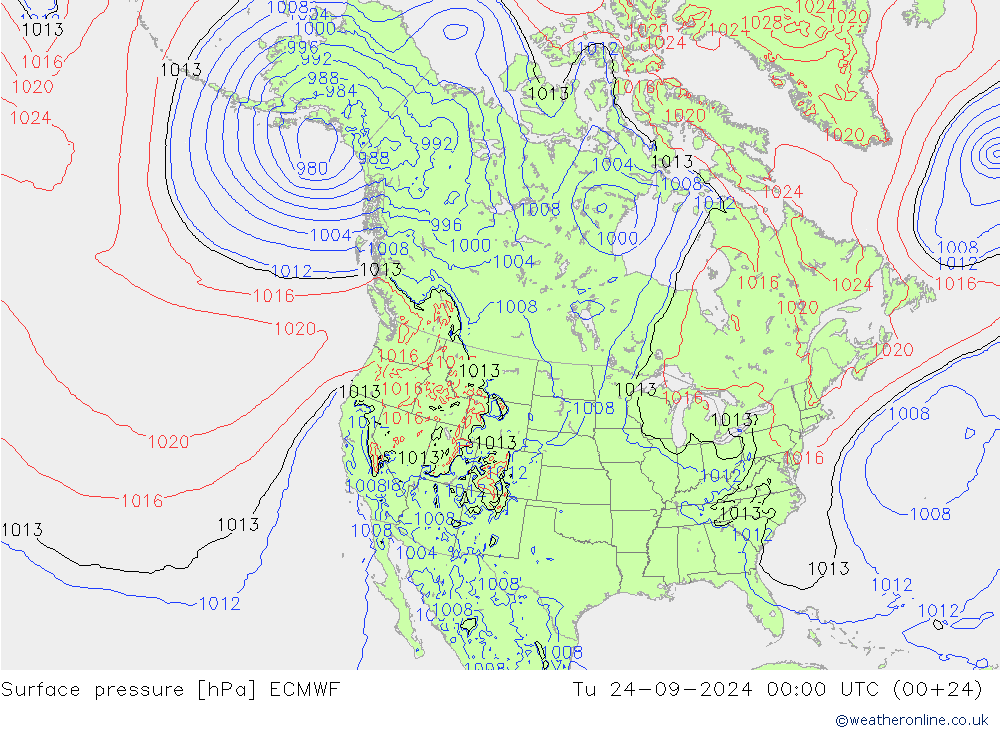 ciśnienie ECMWF wto. 24.09.2024 00 UTC