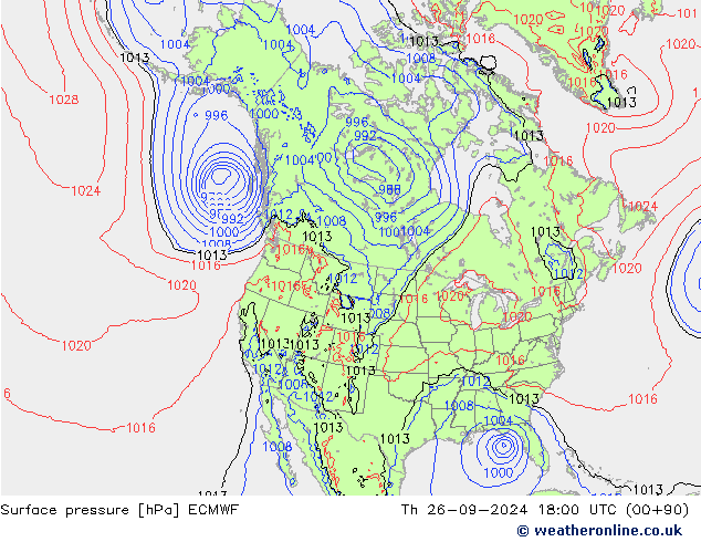 Bodendruck ECMWF Do 26.09.2024 18 UTC