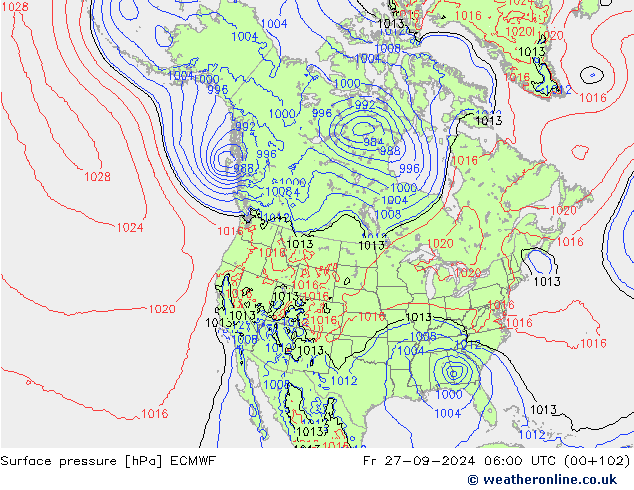 Yer basıncı ECMWF Cu 27.09.2024 06 UTC