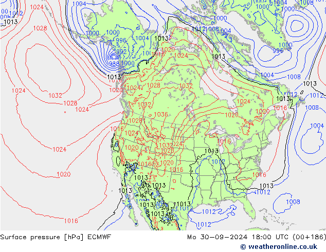 Atmosférický tlak ECMWF Po 30.09.2024 18 UTC