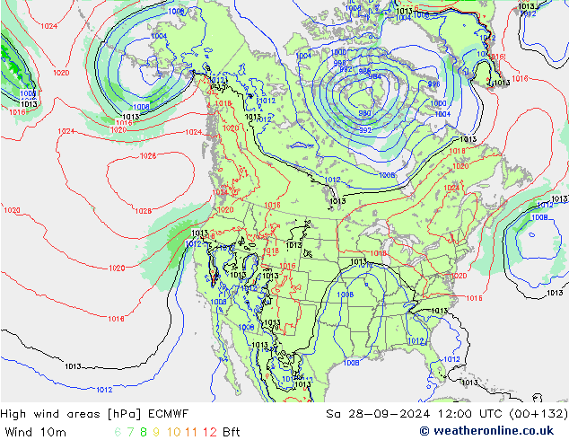 yüksek rüzgarlı alanlar ECMWF Cts 28.09.2024 12 UTC