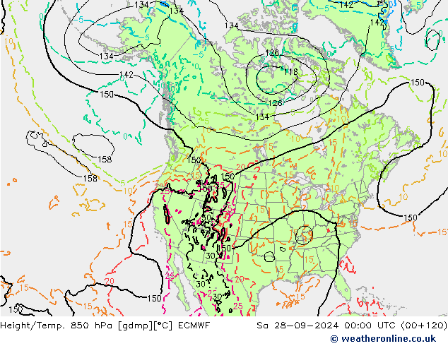 Z500/Rain (+SLP)/Z850 ECMWF сб 28.09.2024 00 UTC