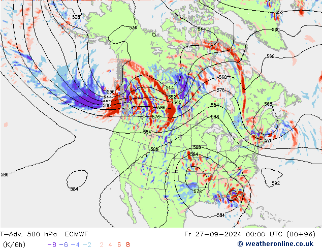 T-Adv. 500 hPa ECMWF ven 27.09.2024 00 UTC