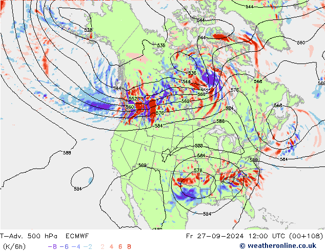 T-Adv. 500 hPa ECMWF vie 27.09.2024 12 UTC