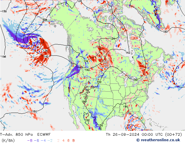 T-Adv. 850 hPa ECMWF do 26.09.2024 00 UTC