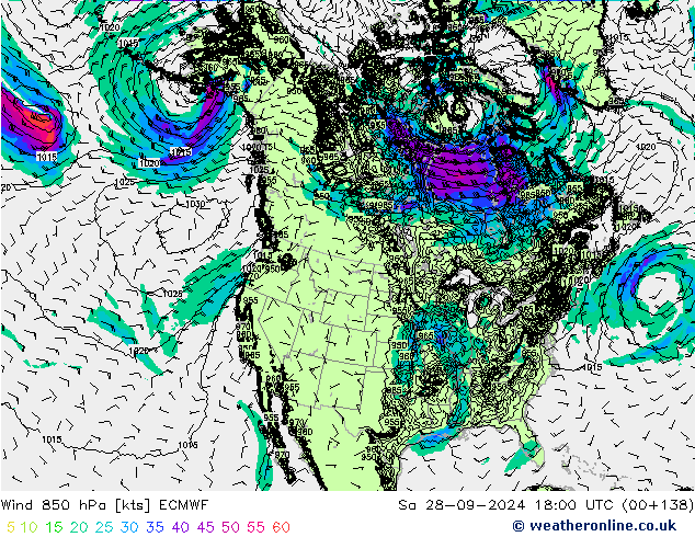  850 hPa ECMWF  28.09.2024 18 UTC