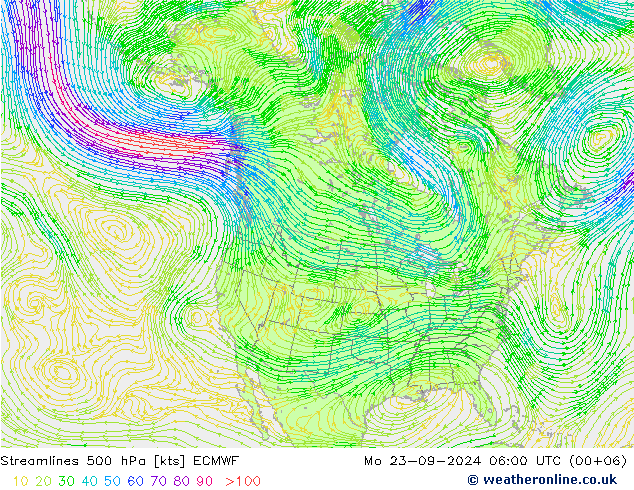 Streamlines 500 hPa ECMWF Po 23.09.2024 06 UTC