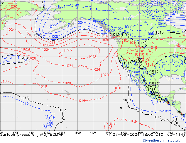 приземное давление ECMWF пт 27.09.2024 18 UTC