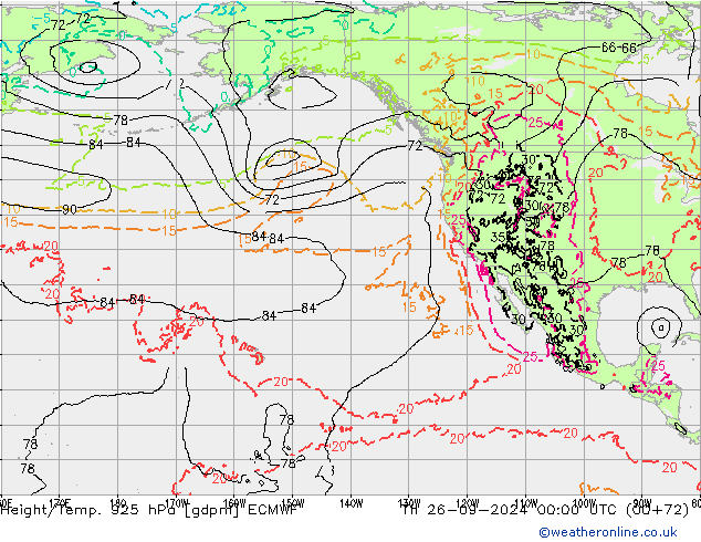 Height/Temp. 925 hPa ECMWF gio 26.09.2024 00 UTC