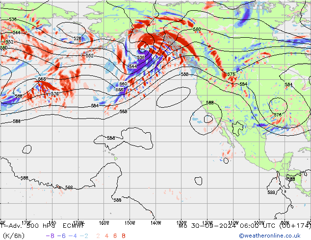 T-Adv. 500 hPa ECMWF lun 30.09.2024 06 UTC