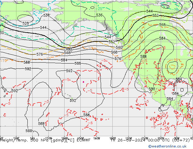 Z500/Rain (+SLP)/Z850 ECMWF Th 26.09.2024 00 UTC