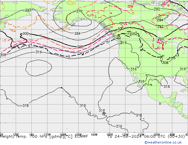 Height/Temp. 700 hPa ECMWF Tu 24.09.2024 06 UTC