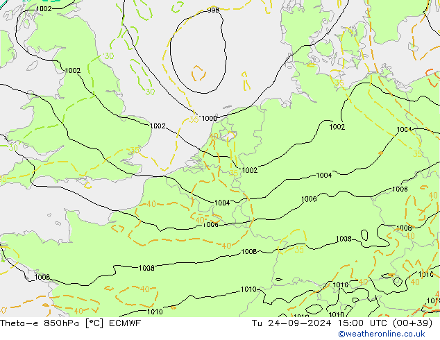 Theta-e 850гПа ECMWF вт 24.09.2024 15 UTC