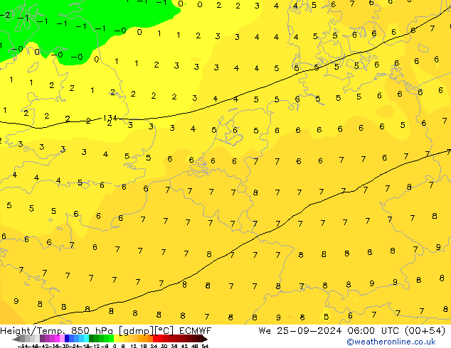 Z500/Rain (+SLP)/Z850 ECMWF We 25.09.2024 06 UTC