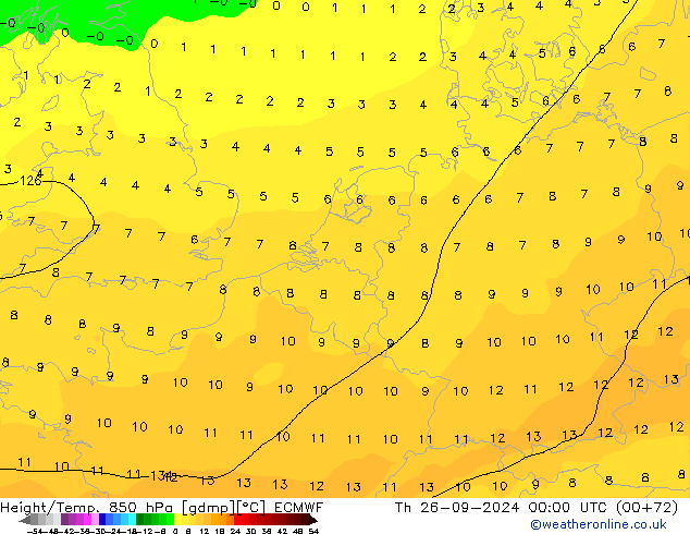 Z500/Rain (+SLP)/Z850 ECMWF Th 26.09.2024 00 UTC