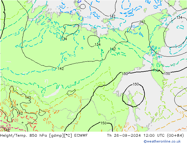 Z500/Rain (+SLP)/Z850 ECMWF jeu 26.09.2024 12 UTC