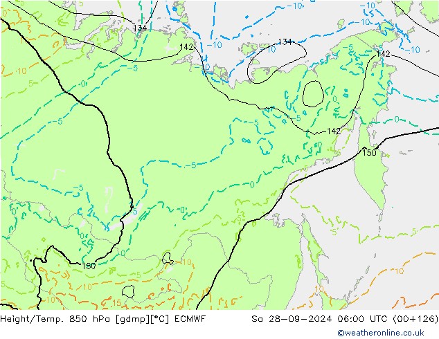 Height/Temp. 850 hPa ECMWF Sa 28.09.2024 06 UTC