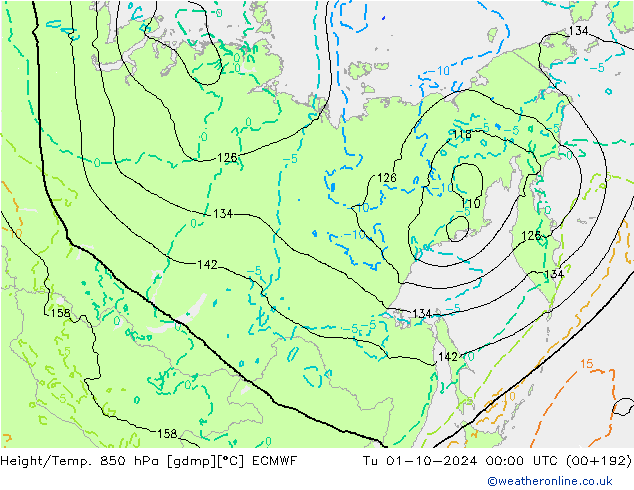 Z500/Rain (+SLP)/Z850 ECMWF mar 01.10.2024 00 UTC