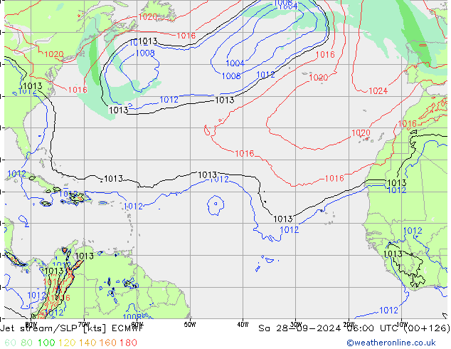 джет/приземное давление ECMWF сб 28.09.2024 06 UTC