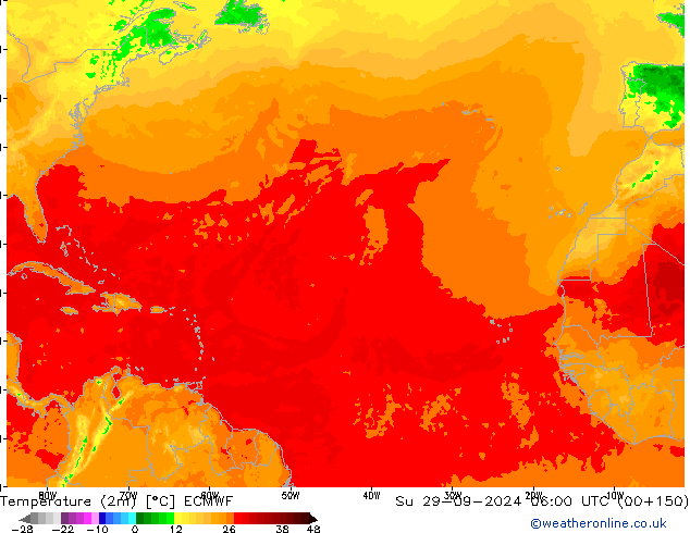 Temperature (2m) ECMWF Su 29.09.2024 06 UTC