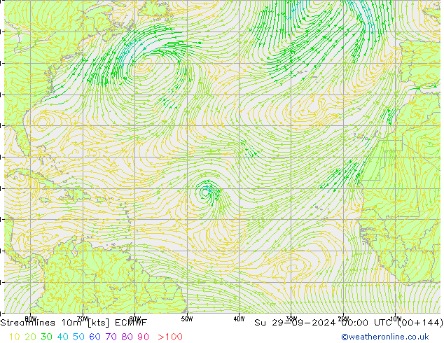 Stromlinien 10m ECMWF So 29.09.2024 00 UTC