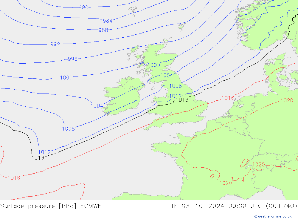 Surface pressure ECMWF Th 03.10.2024 00 UTC