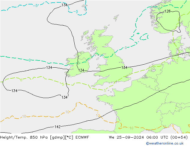 Z500/Rain (+SLP)/Z850 ECMWF We 25.09.2024 06 UTC