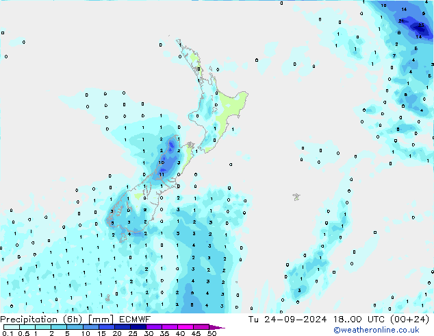 Z500/Yağmur (+YB)/Z850 ECMWF Sa 24.09.2024 00 UTC