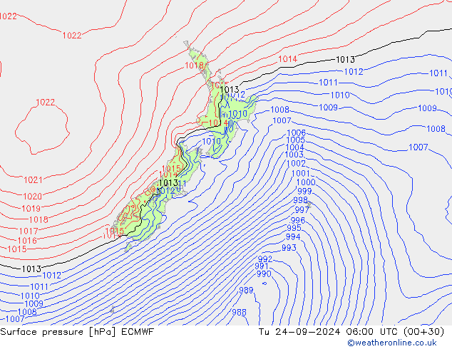 Bodendruck ECMWF Di 24.09.2024 06 UTC