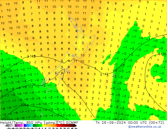 Z500/Rain (+SLP)/Z850 ECMWF Qui 26.09.2024 00 UTC