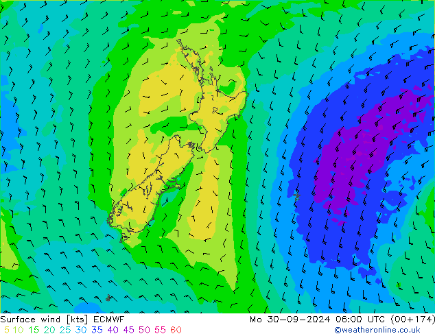 ветер 10 m ECMWF пн 30.09.2024 06 UTC