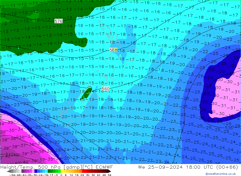 Z500/Rain (+SLP)/Z850 ECMWF We 25.09.2024 18 UTC