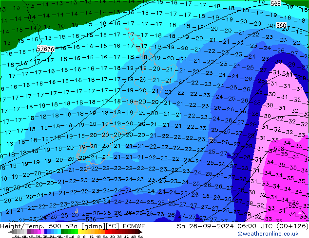 Z500/Rain (+SLP)/Z850 ECMWF Sa 28.09.2024 06 UTC