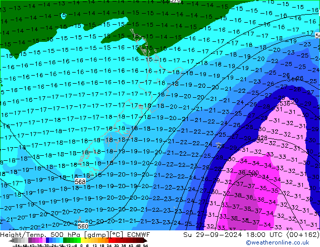 Z500/Regen(+SLP)/Z850 ECMWF zo 29.09.2024 18 UTC