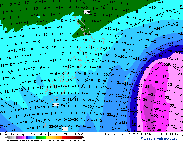 Z500/Rain (+SLP)/Z850 ECMWF Mo 30.09.2024 00 UTC